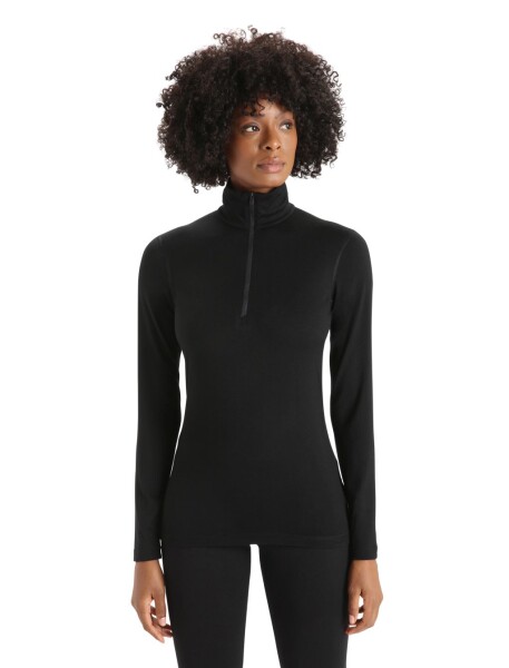 Dámské merino tričko s dlouhým rukávem ICEBREAKER Wmns 200 Oasis LS Half Zip, Black velikost: L