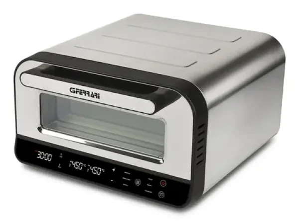 G3Ferrari G10204 stříbrná / Mini trouba na pizzu / 1850 W / 80–450°C / 6 programů / kámen 32×32 cm (G10204)