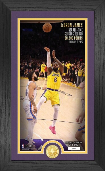 Highland Mint Obraz Los Angeles Lakers NBA LeBron James All Time Scoring Record Breaking Game Bronze Coin Photo Mint