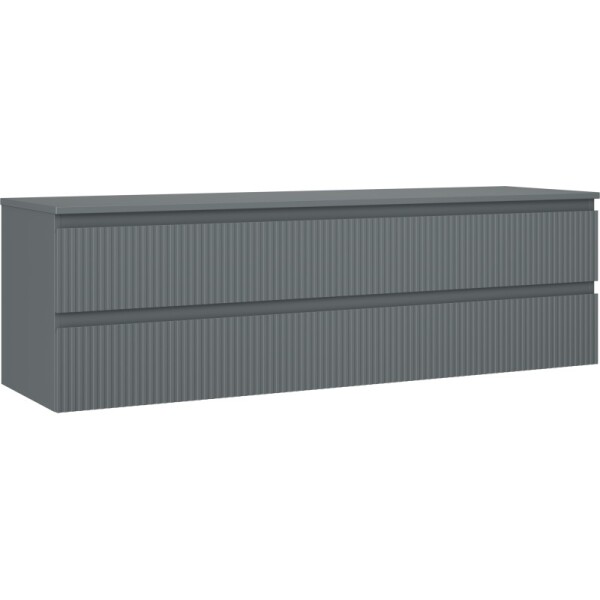 MEXEN/S - Rivel koupelnová skříňka pod umyvadlo 160 cm s deskou, 2 zásuvky, reliéf , grafit mat 91A20-16047-2-BFFC66