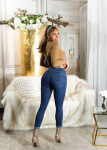 Sexy džíny s vysokým pasem Push-Up Skinny Jeans "Used Look" denimblue 44