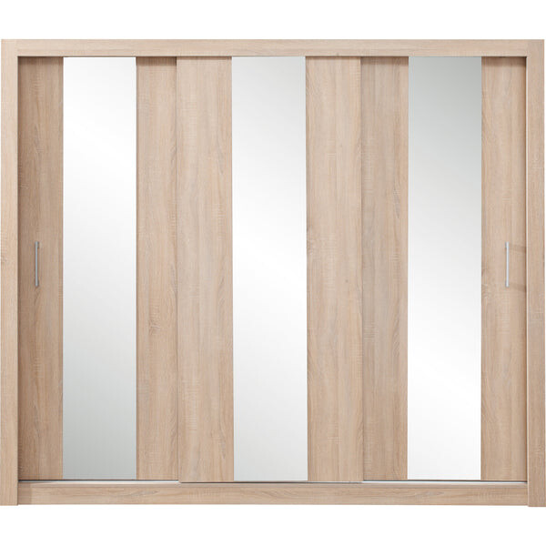 Šatní skříň Cadu se zrcadlem - 250x215x60 cm (dub sonoma)
