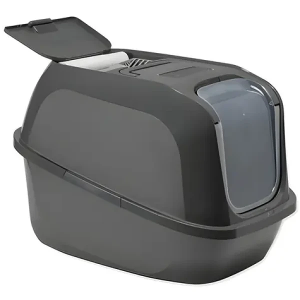 Moderna Mega Deluxe tmavě šedá / Toaleta pro kočky / s krytem / 65,8x48,6x45,8 cm / plast (163-20430)