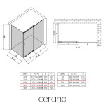 CERANO - Sprchový kout Santoro - pravá - 6 mm - černá matná, mléčné sklo - 130x80 - posuvný CER-665782