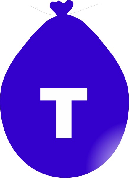 Balónek písmeno T modré balonky.cz Balónek písmeno T modré balonky.cz