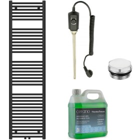 CERANO Koupelnový elektrický radiátorový set Benito - 600W - černá matná - 1700x450 mm