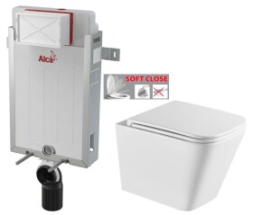 ALCADRAIN Renovmodul - předstěnový instalační systém bez tlačítka + WC INVENA FLORINA WITH SOFT, včetně soft/close sedátka AM115/1000 X FL1