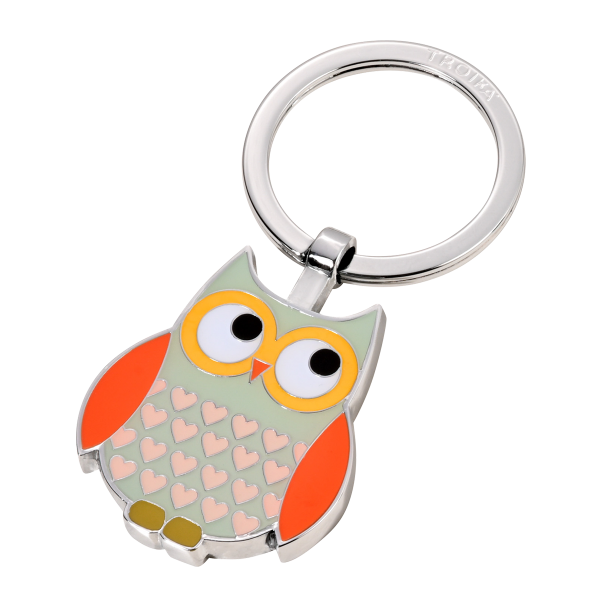 Troika klíčenka - sova (kovová, mix barev)