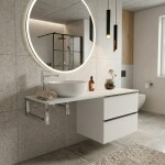 CERANO - Koupelnová skříňka Velora - bílá matná, úchytka černá + deska pod umyvadlo z lit. mramoru Elanys - 12 mm + konzole chrom - 160x54,2x46,5 CER-679387