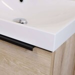 Mereo Mailo, koupelnová skříňka s umyvadlem z litého mramoru 121 cm, dub Riviera, černé madlo CN523MB