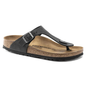 Dámské/pánské žabky Birkenstock Gizeh NU Oiled Black Regular Oiled Leather pro široká chodidla (0845251) 35