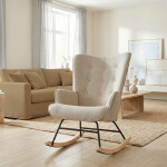 Houpací křeslo, béžová, látka, AK-373 CRM2