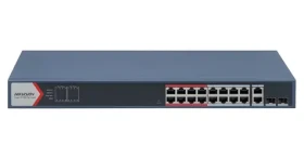 Hikvision DS-3E1318P-EI(B) / Switch / 16x 100 Mbps PoE / 2x Gb Combo Uplink / 230W Super PoE / dosah 300m (DS-3E1318P-EI(B))