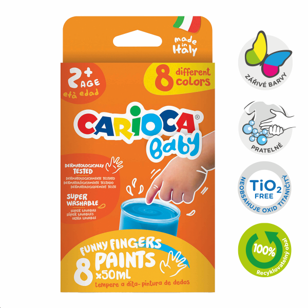 Carioca prstové barvy Baby 2+, 8 × 50 ml