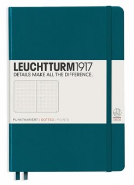 Leuchtturm1917 Medium A5 Tečkovaný zápisník Pacific Green