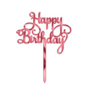 Dortisimo Zápich do dortu Happy Birthday 2 růžový (1 ks)