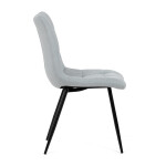 Židle jídelní, stříbrná látka, černý kov