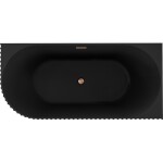 MEXEN/S - Gia volně stojící rohová vana reliéf pravá 150 x 75, černá mat, sifon a přepad měď kartáčovaná 52701507571P-65