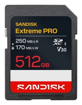 SanDisk Extreme Pro SDXC 512 GB / Paměťová karta / UHS-I / V30 / čtení: 250 MB/s / zápis: 170 MB/s (SDSDXXJ-512G-GSCIN)