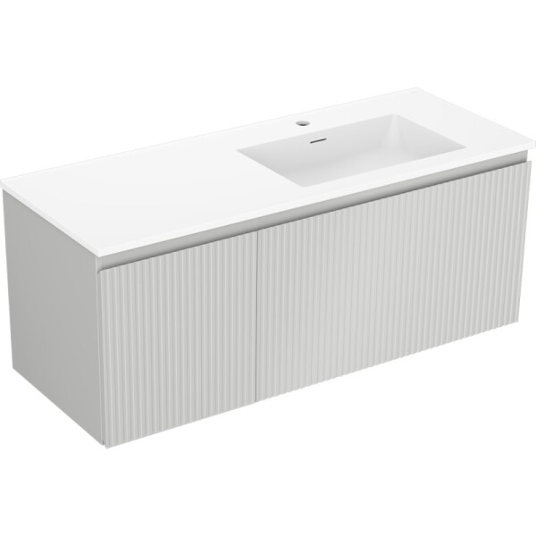 MEXEN/S - Rivel koupelnová skříňka 120 cm s umyvadlem Otis pravá, 1S, 1D, reliéf, šedá mat/bílá mat 91A23-12047-3-BBFF62-W18P01
