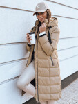 Dámská prošívaná zimní bunda s kapucí MENSI tmavě béžová FashionStreet TY3970 XL