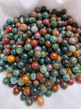 Přírodní achát - broušený - přírodní barvy - ∅ 8 mm - 1 ks