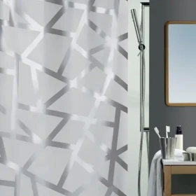 Spirella BIZARRE sprchový závěs sříbrné linie šedý / PEVA / 180 x 200 cm (7610583131195)