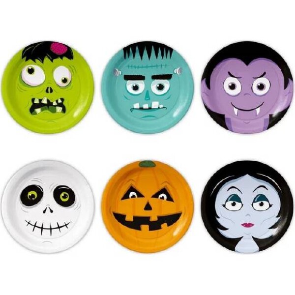 Papírový talíř haloween monster 18cm 6ks - Party Pal