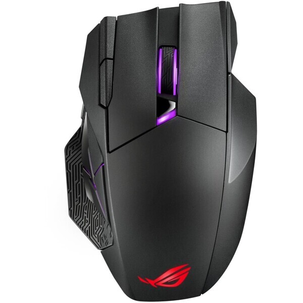 ASUS ROG Spatha X černá / Bezdrátová herní myš / RF 2.4 GHz / USB-A / RGB / 19.000 DPI / nabíjecí stanice / akumulátor (90MP0220-BMUA00)