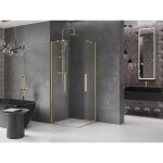 MEXEN/S - Velar Duo čtvercový sprchový kout 90 x 90, transparent, zlatá kartáčovaná 871-090-090-02-55
