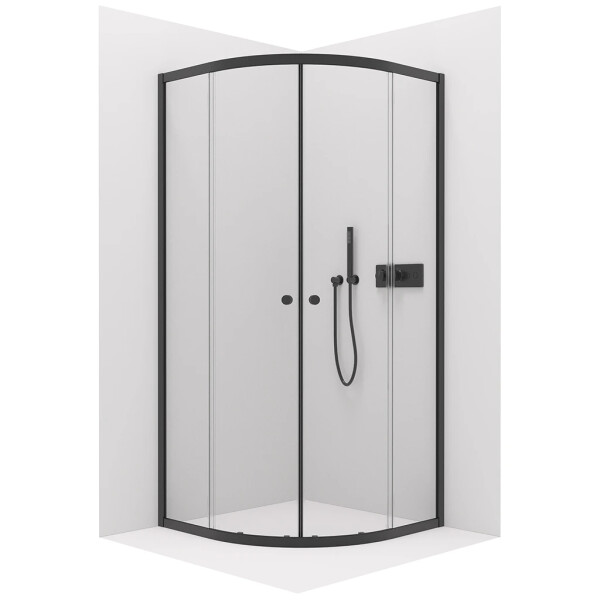 CERANO - Sprchový kout Orso L/P - 6 mm - čtvrtkruh - R550 - černá, transparentní sklo - 90x90x195 - posuvný CER-476864