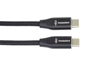 PremiumCord Kabel USB-C M/M 240W černý / Datový kabel / 480 Mbps / 2 m / bavlněný oplet (ku31cv2)