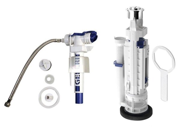 KERASAN - Splachovací souprava s DUAL tlačítkem, boční napouštění 3/8", chrom 752101