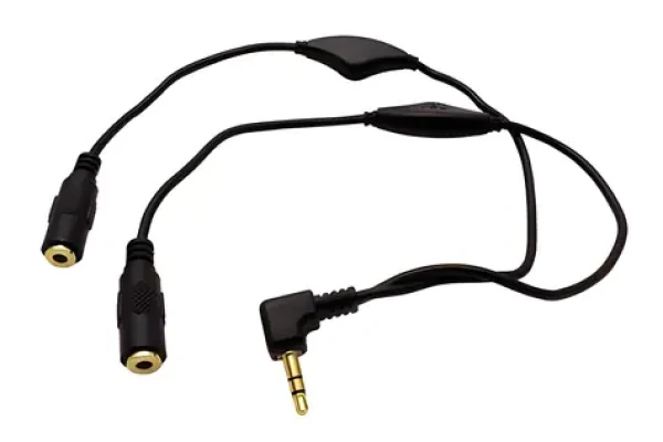 OEM redukce jack 3,5 mm (M) - 2x jack 3,5 mm (F) / Redukce / regulace hlasitosti / kabel 30 cm (11.09.4439)