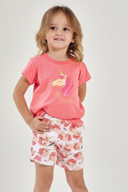 Letní dívčí pyžamo Mila růžové jednorožcem růžová