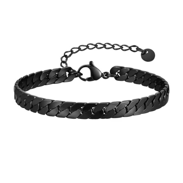 Pánský náramek Jacobo Black - 6 mm, chirurgická ocel, Černá 18 cm + 5 cm (prodloužení)