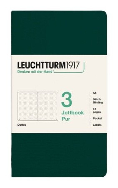 Zápisník Jottbook pur A6, 64l, tečkovaný, Forest Green, 3ks