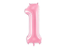 PartyDeco foliový balónek růžový číslo 1 (86 cm)