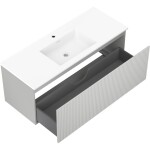 MEXEN/S - Rivel koupelnová skříňka 120 cm s umyvadlem Otis, 1 šuplík, reliéf , šedá mat/bílá mat 91A20-12047-1-BF62-W18M01