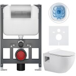 CERANO - Kompletní WC set Basic/Dure - bílá lesklá - WC tlačítko Modulo/Stříbrná - závěsné - nízký modul - předstěnová instalace - 51x35 CER-8050BD85924