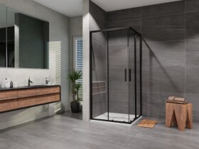 Lansanit - Sprchový kout čtverec Vati 900x900, černá, čiré sklo, včetně vaničky LAN50005