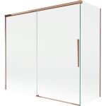 MEXEN/S - Rox vanová zástěna 2-křídlová posuvná 170 + 70 x 150, transparent, růžové zlato 8C9-170-070-60-00