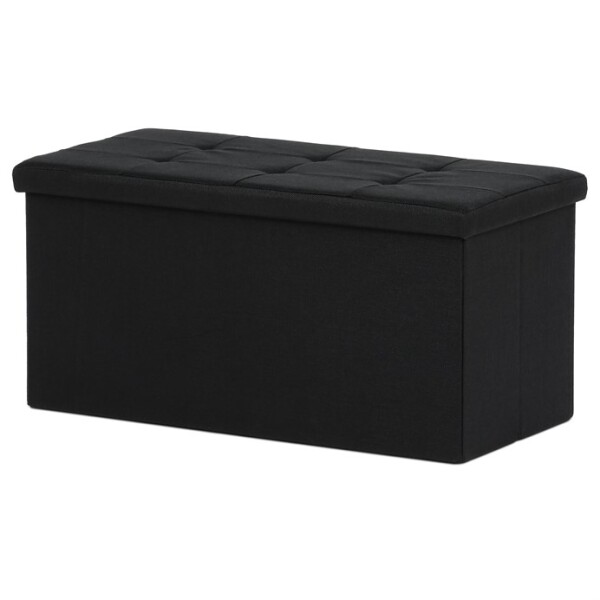Taburet s úložným prostorem, černá, látka, TAB-462 BK2