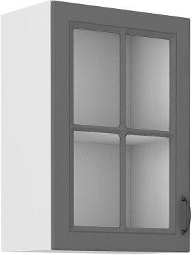 Horní prosklená skříňka Stilo 40 GS-72 1F Barva korpusu: Bílá, Barva dvířek: Dust Grey