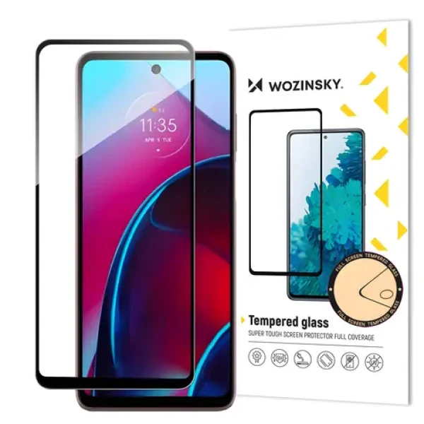 Wozinsky Full Glue pro Motorola Moto G Stylus 2022 černý rámeček / Ochranné sklo / celoplošné lepení přes displej