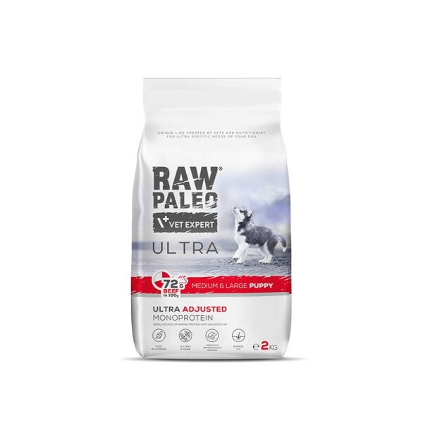 Raw Paleo Ultra Medium & Large Puppy Beef (Hovězí & Brambory) Hmotnost balení: 2 Kg