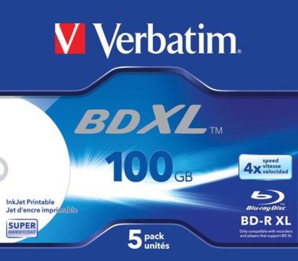 Verbatim BD-R XL 100GB 5ks / Hard Coat / 4x / pro archivaci dat / jewel box (43789-V)