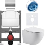CERANO - Kompletní WC set Basic/Cesso - bílá lesklá - WC tlačítko Modulo/Stříbrná - ovládání shora - předstěnová instalace - 49x36 CER-8050BD86010