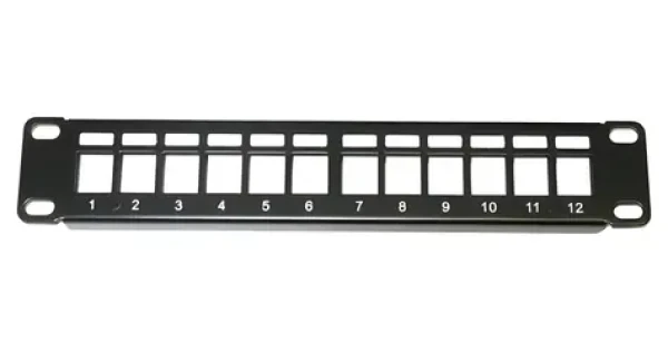 XtendLan 10" černá / Patch panel / 12 portů / 1U / neosazený (PP0-12-0)