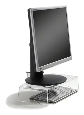 BakkerElkhuizen Q-riser 90 transparentní / Podstavec pod monitor / Akryl / Nosnost 10 kg / Výška 95 mm (BNEQR90)